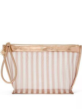 VICTORIA'S SECRET MESH MAKEUP BAG CLUTCH WRISTLET LARGE - NWT